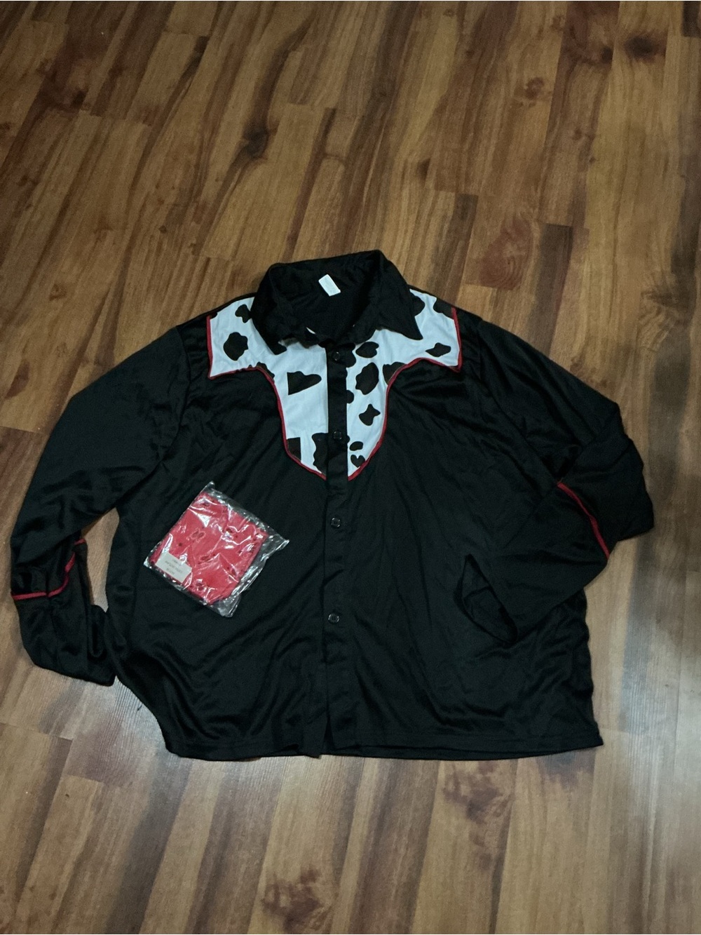 Men's Black Button-Up Western Jacket with Cow Print costume Halloween plus